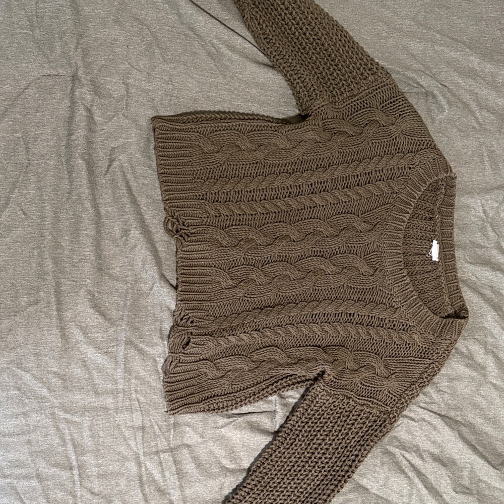 Garage Cable Knit Sweater in Taupe